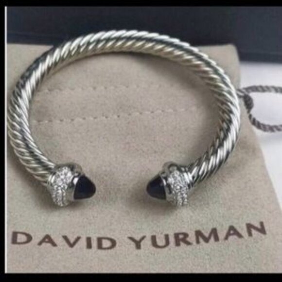 David Yurman Black Onyx Bracelet w Diamonds - 7mm - Picture 3 of 4